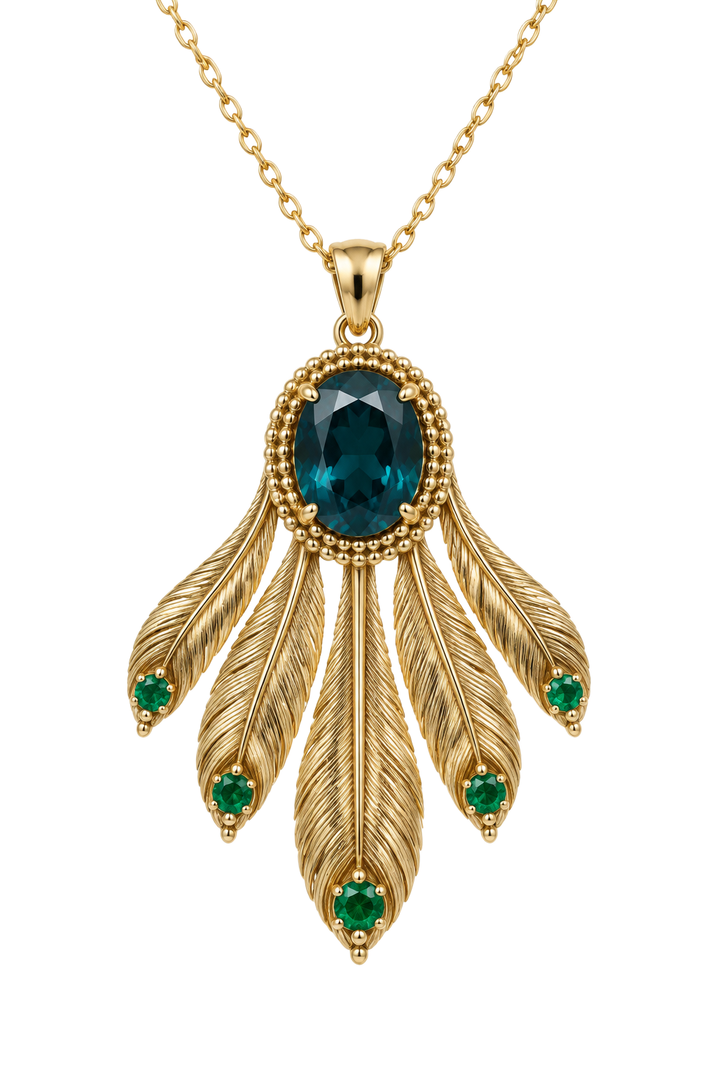 Mayura signature gold necklace with gemstone details